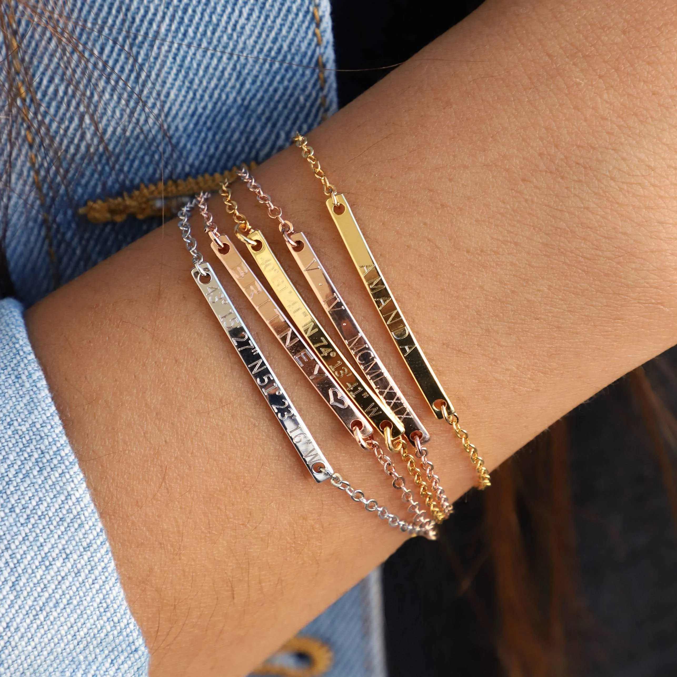 Personalized Silver Bar Bracelet for Woman