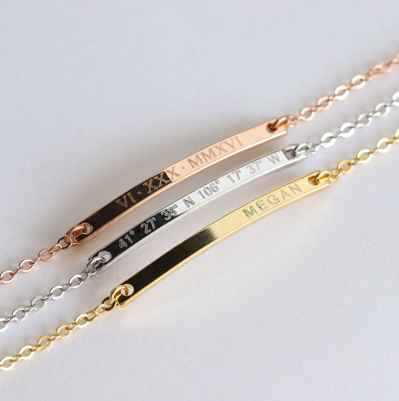 Personalized Silver Bar Bracelet for Woman