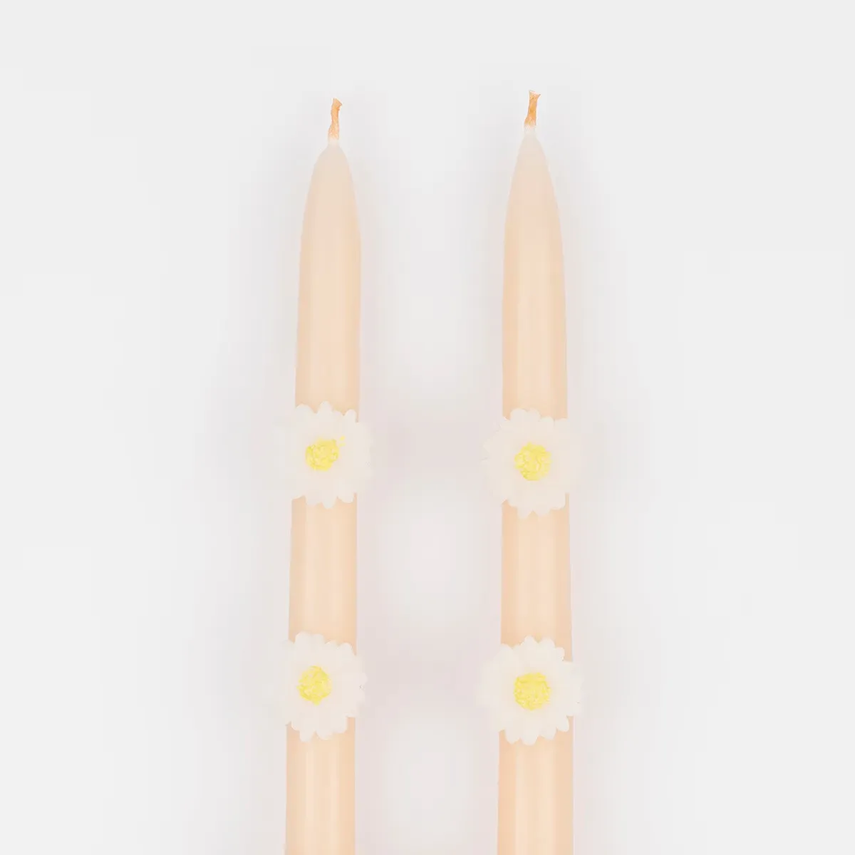 Pink Daisy Taper Candles x2