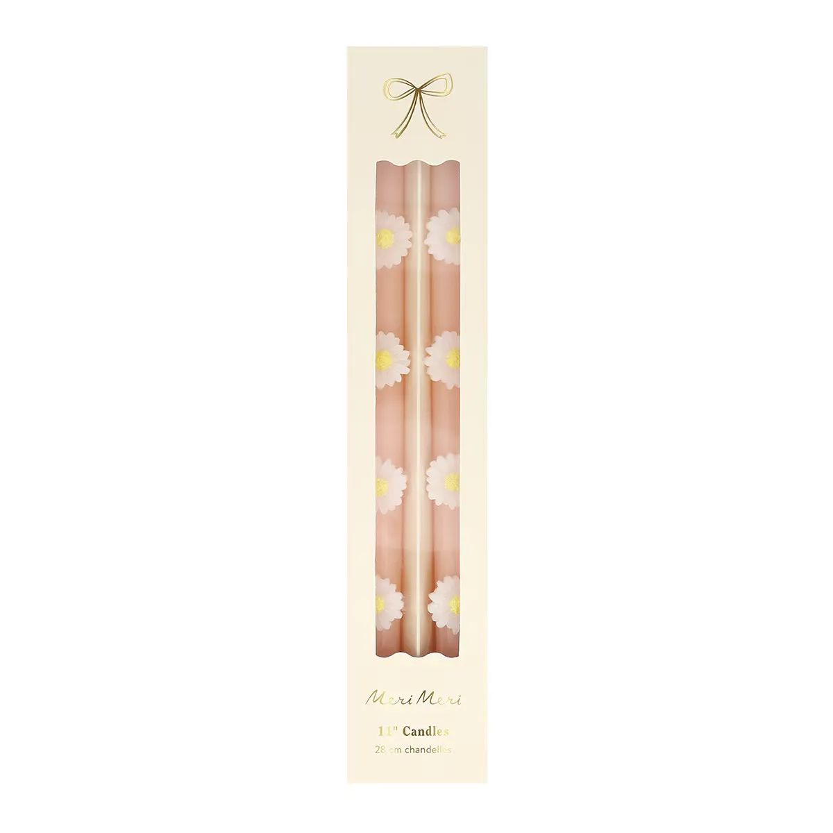 Pink Daisy Taper Candles x2