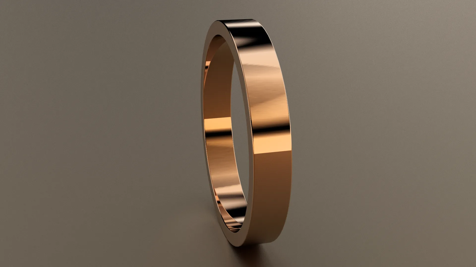 Polished Rose Gold 3mm Flat Wedding Band