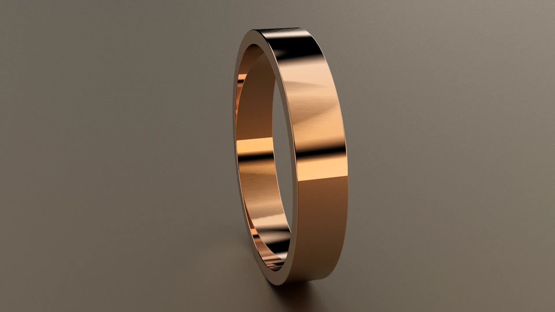 Polished Rose Gold 4mm Flat Wedding Band