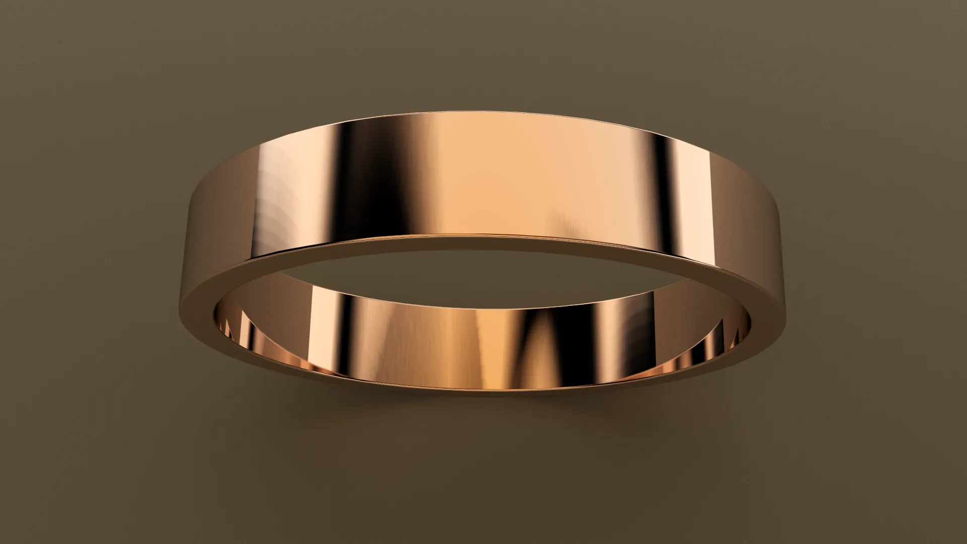 Polished Rose Gold 4mm Flat Wedding Band