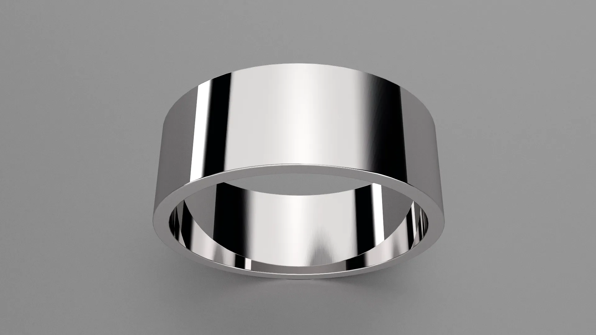 Polished Sterling Silver 8mm Flat Wedding Band