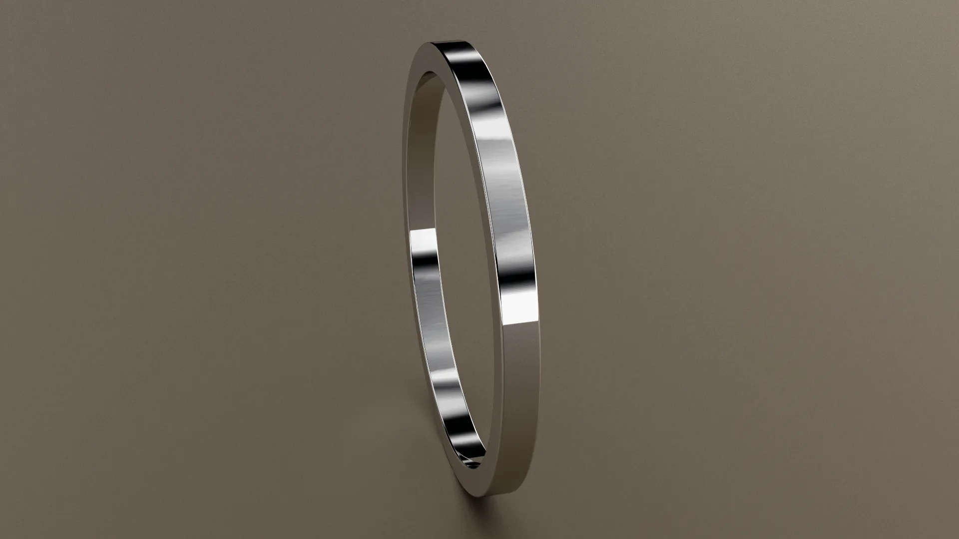 Polished White Gold 1.5mm Flat Wedding Band