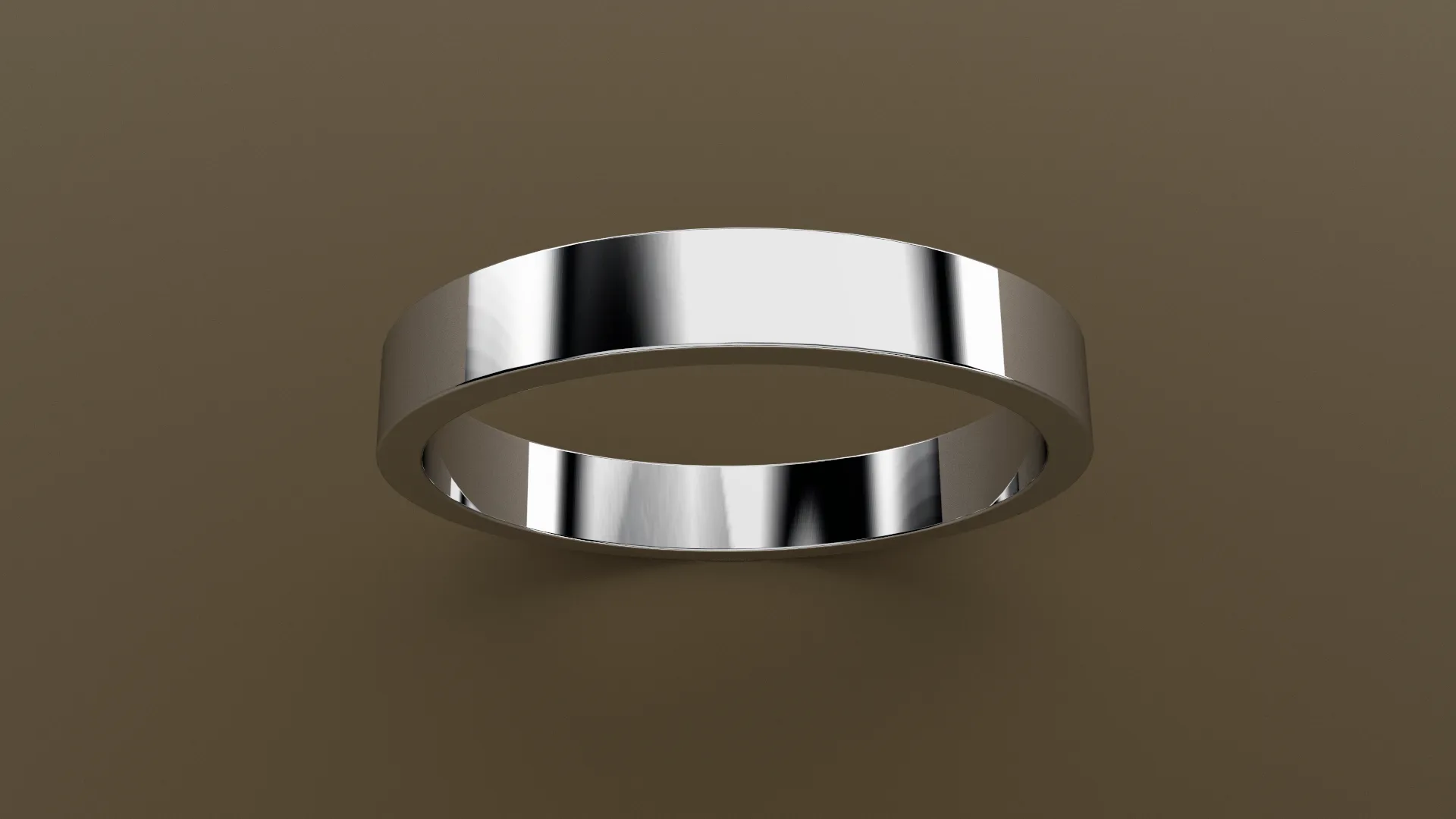 Polished White Gold 3mm Flat Wedding Band