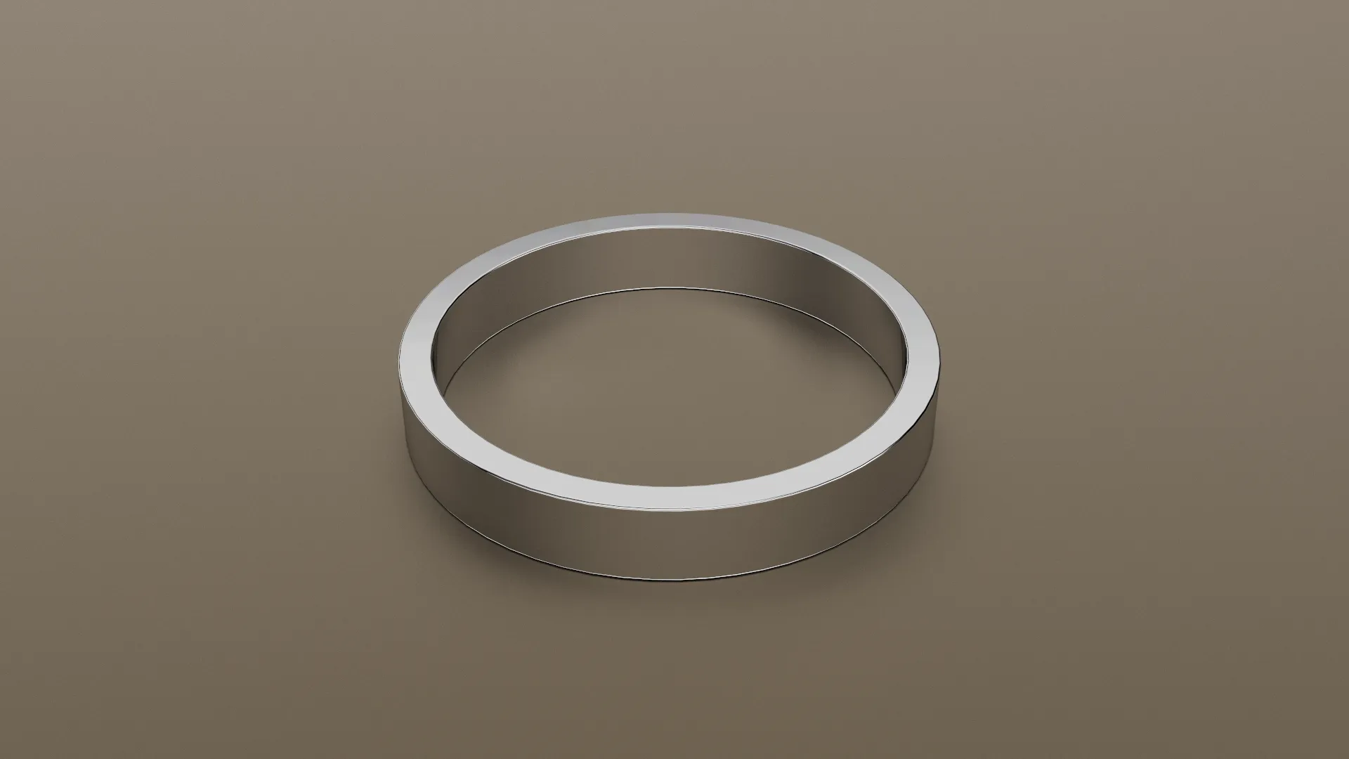 Polished White Gold 3mm Flat Wedding Band