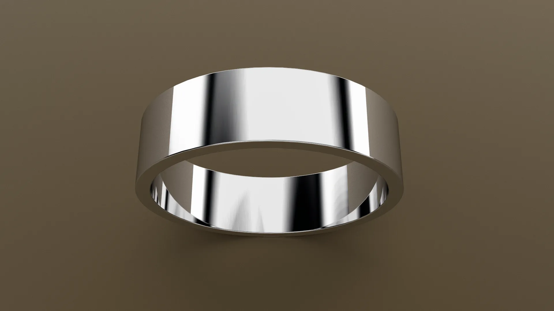 Polished White Gold 6mm Flat Wedding Band