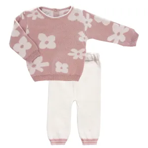 Pretty Originals Girls Pink & Cream Knitted Set