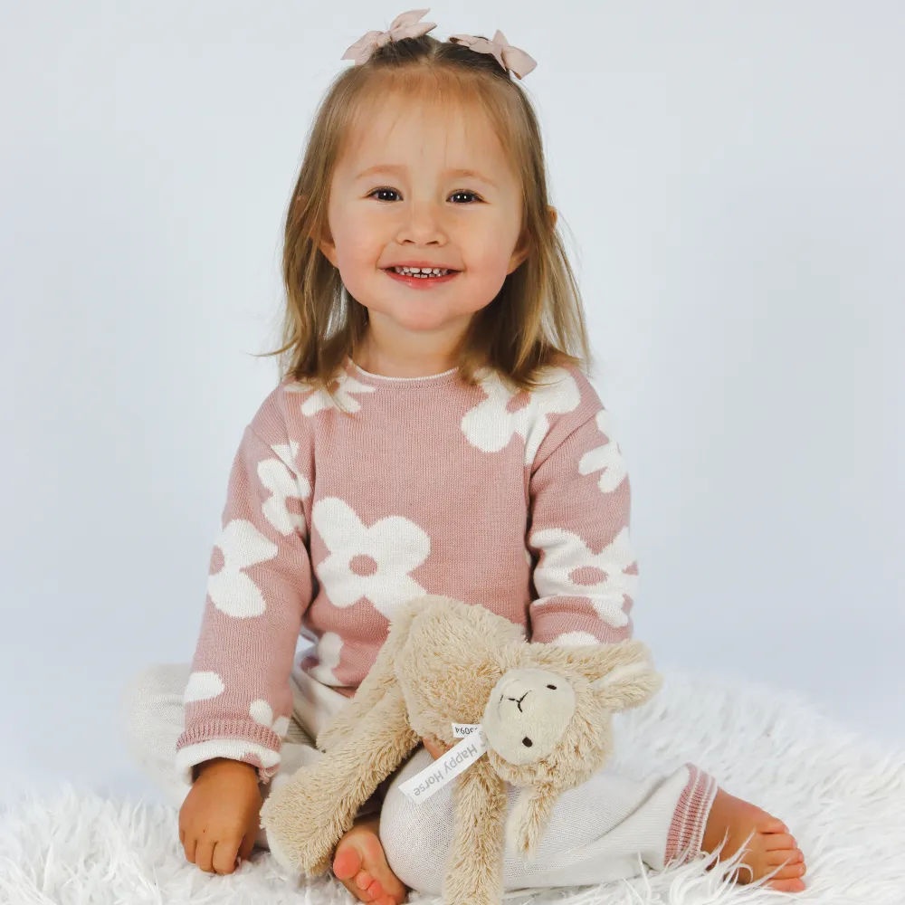 Pretty Originals Girls Pink & Cream Knitted Set