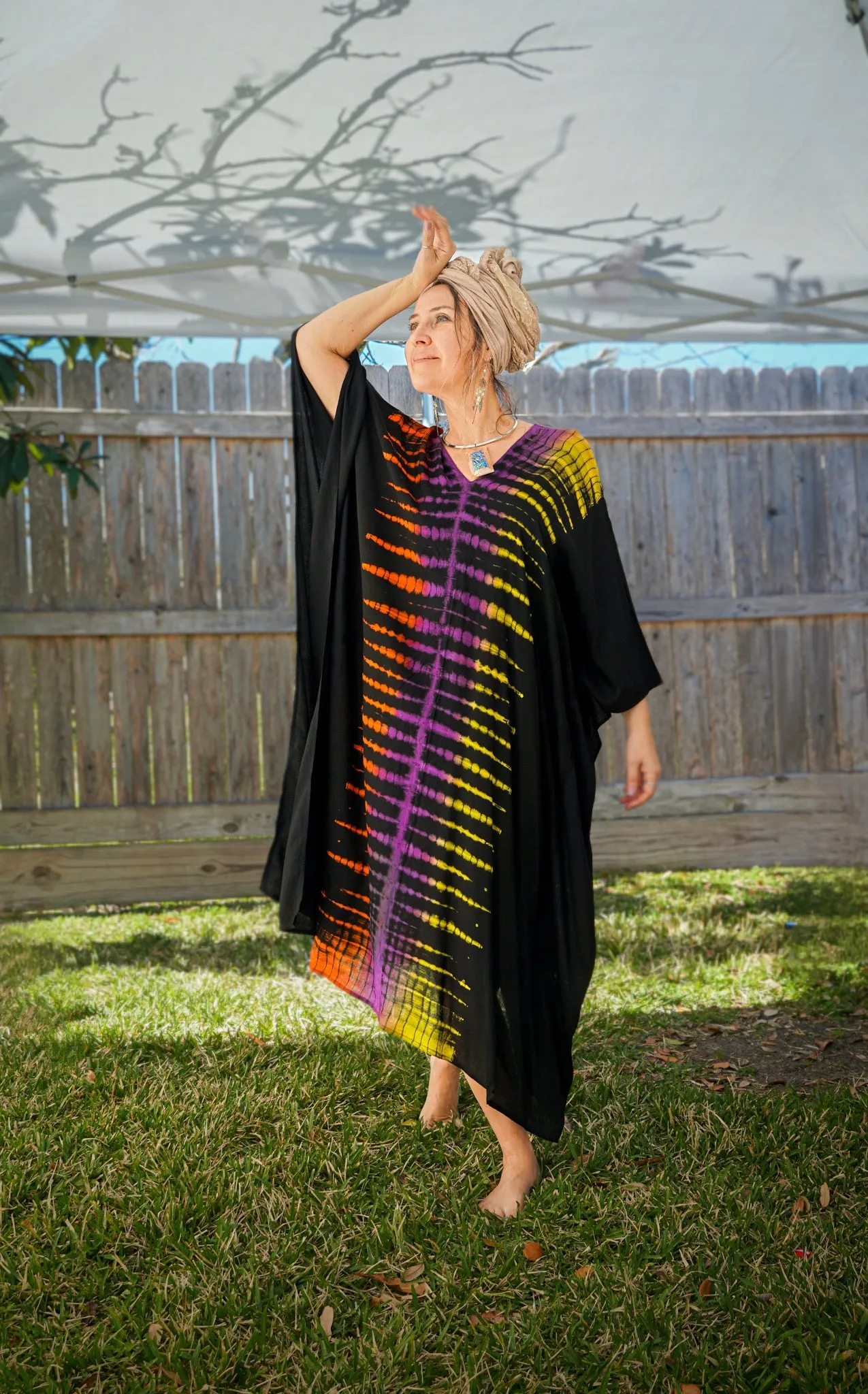 Radiant Sunset Hand Dyed Kaftan Dress