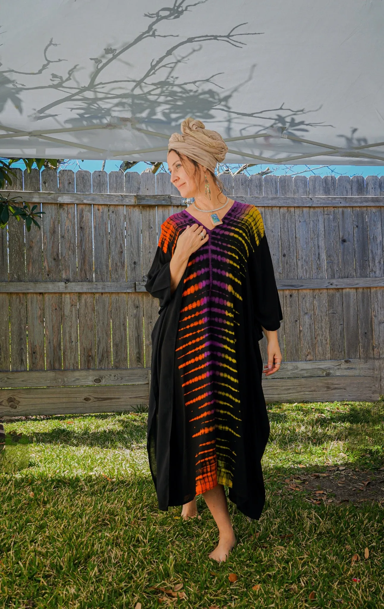 Radiant Sunset Hand Dyed Kaftan Dress