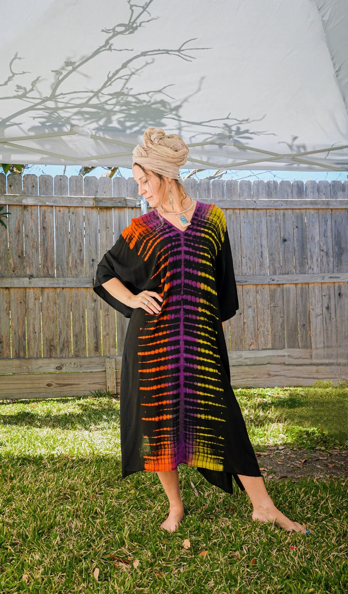 Radiant Sunset Hand Dyed Kaftan Dress