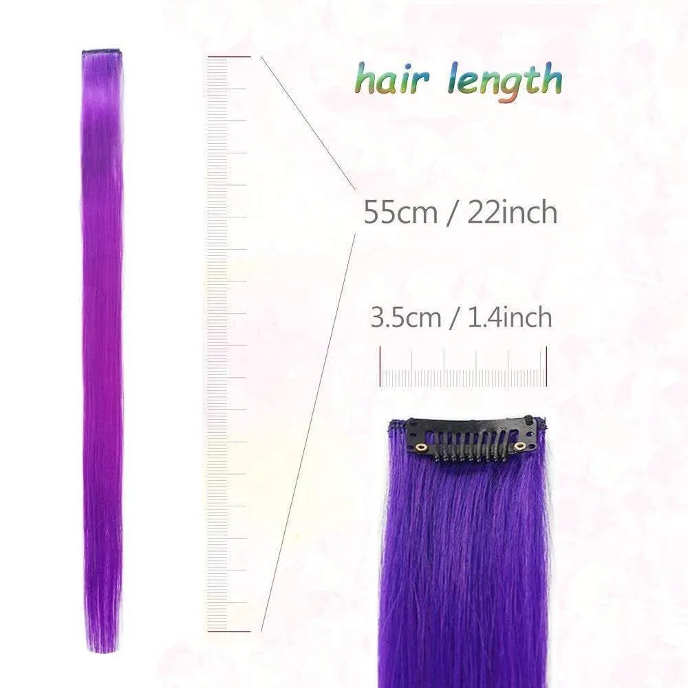 Rainbow Hair Clip in Extensions Party Highlights Synthetic