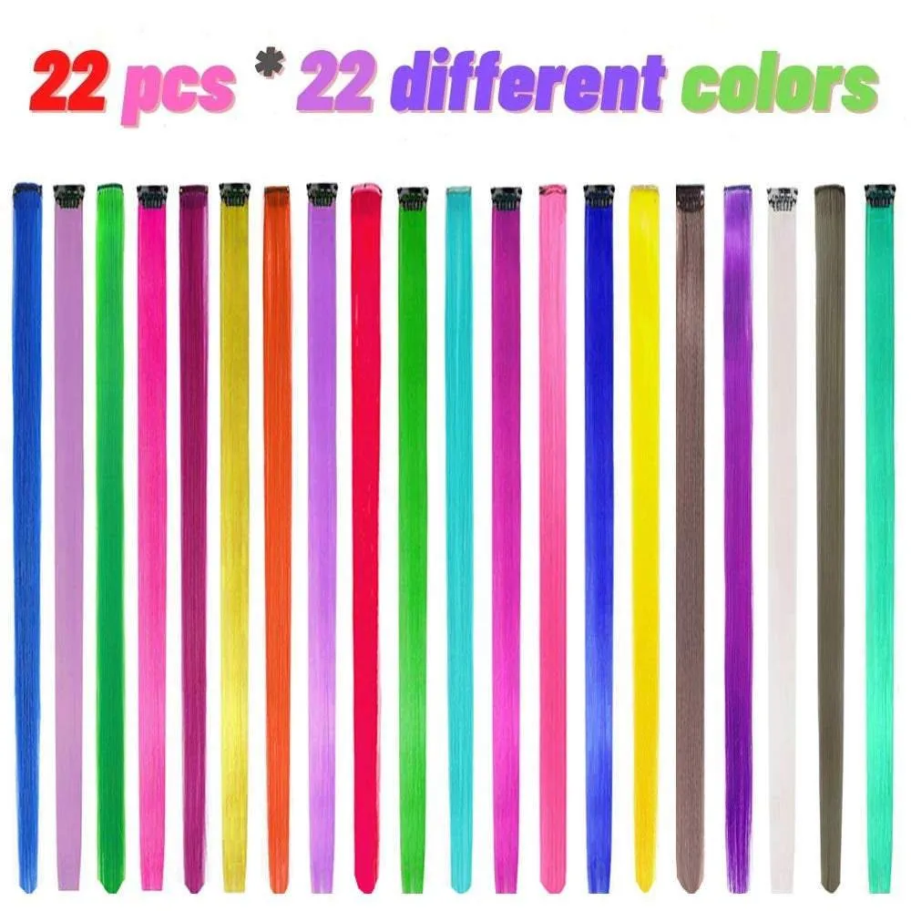 Rainbow Hair Clip in Extensions Party Highlights Synthetic