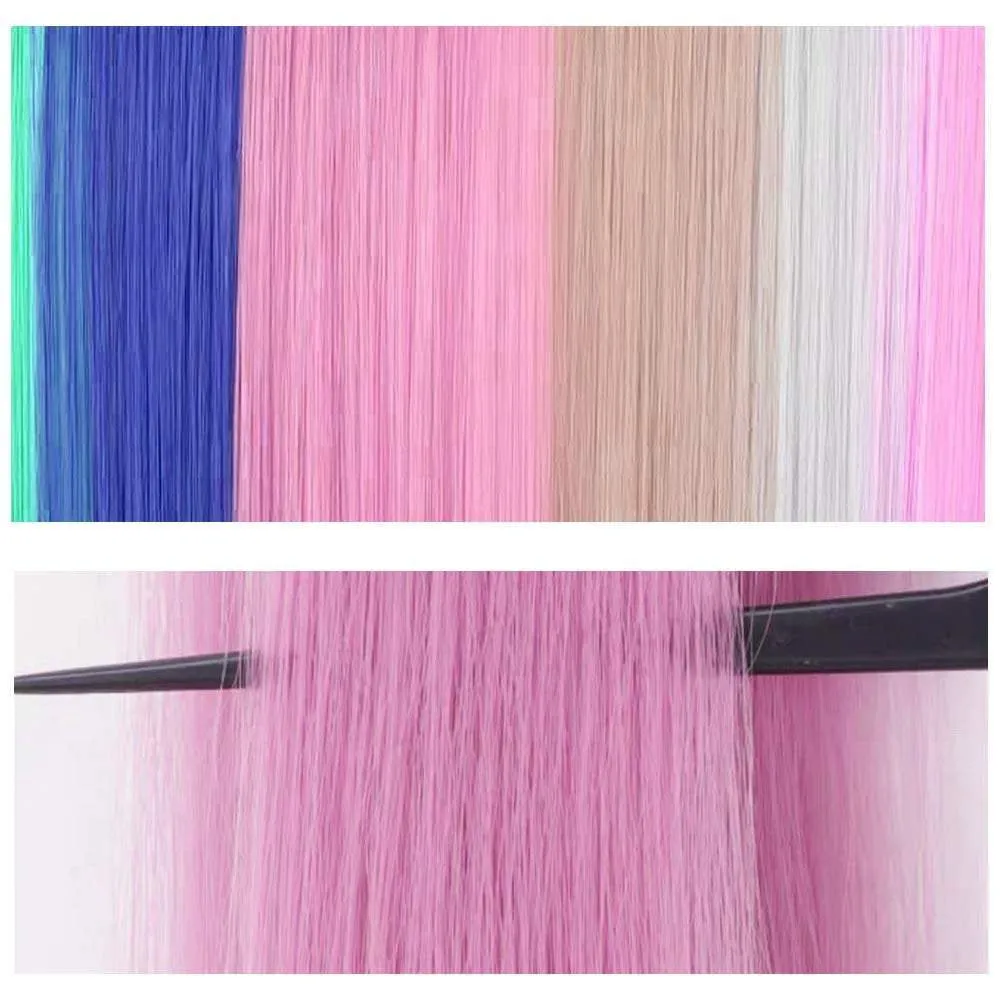 Rainbow Hair Clip in Extensions Party Highlights Synthetic