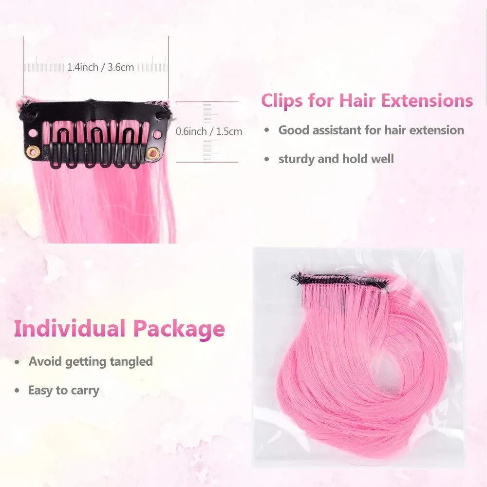 Rainbow Hair Extensions 22 Multi Color Highlights Clip In Synthetic Hairpieces