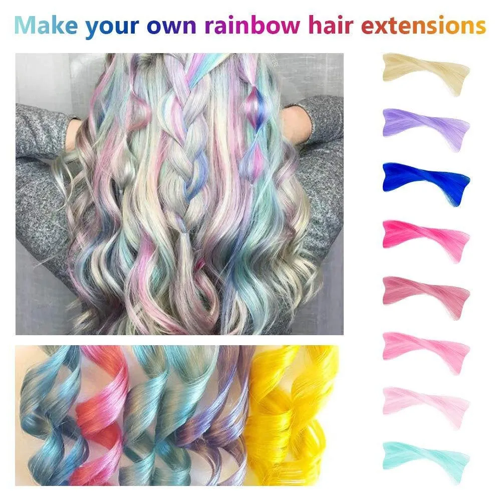 Rainbow Hair Extensions 22 Multi Color Highlights Clip In Synthetic Hairpieces