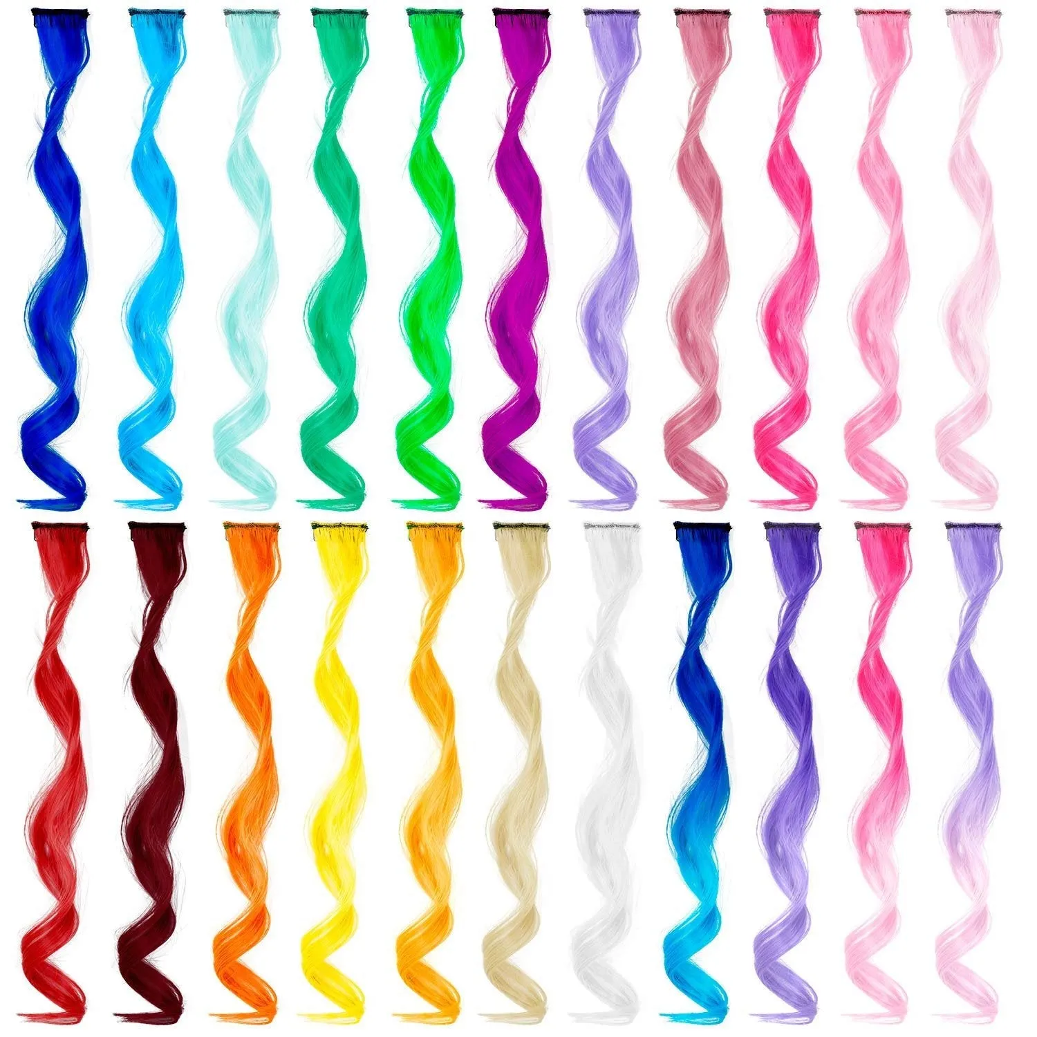 Rainbow Hair Extensions 22 Multi Color Highlights Clip In Synthetic Hairpieces