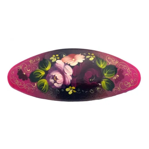 Red Hair Clip with Three different Color Flowers
