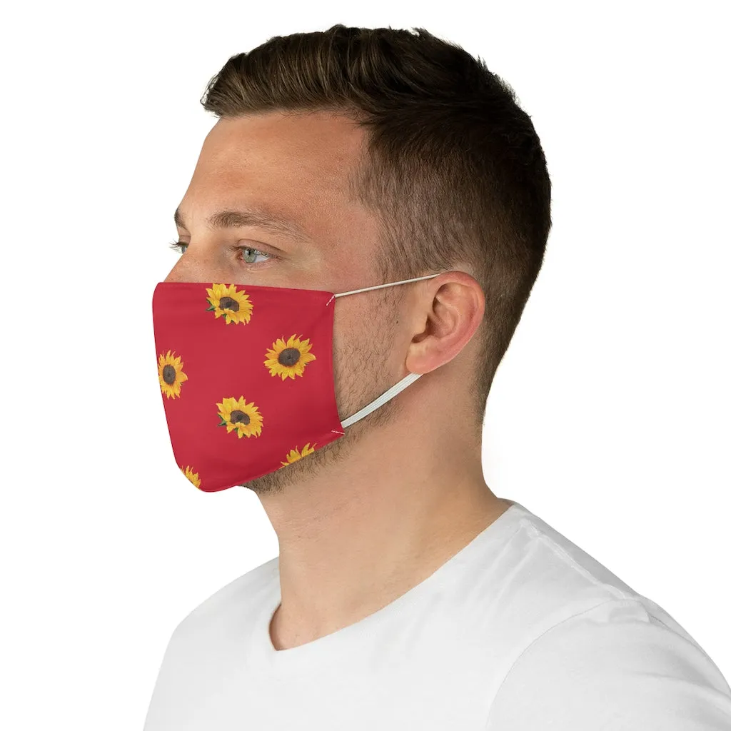 Red With Sunflower Pattern Printed Cloth Fabric Face Mask Farmhouse Country
