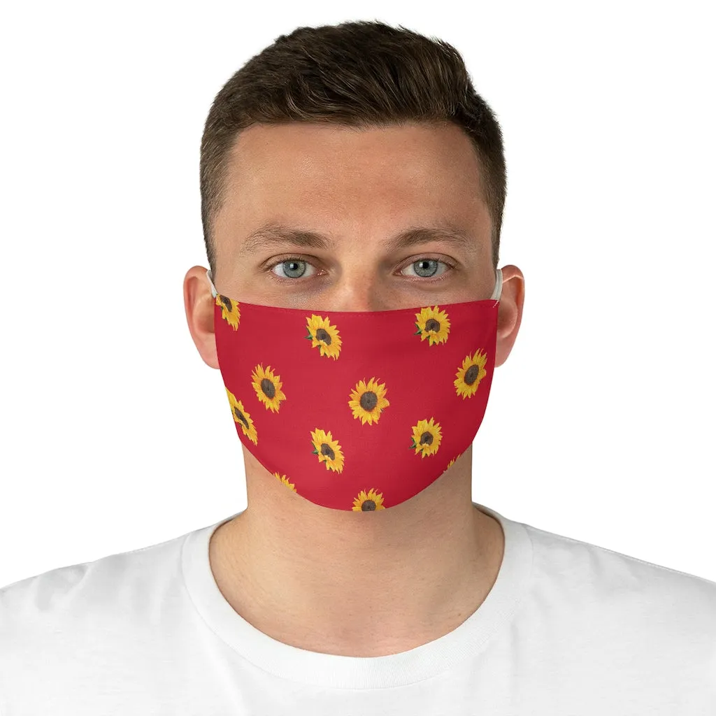 Red With Sunflower Pattern Printed Cloth Fabric Face Mask Farmhouse Country