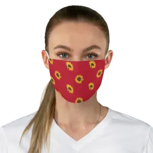 Red With Sunflower Pattern Printed Cloth Fabric Face Mask Farmhouse Country
