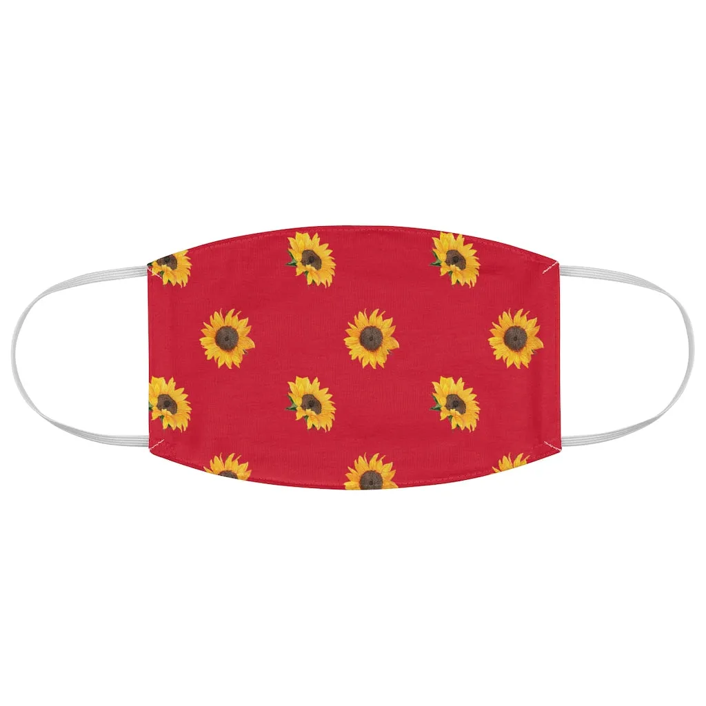 Red With Sunflower Pattern Printed Cloth Fabric Face Mask Farmhouse Country