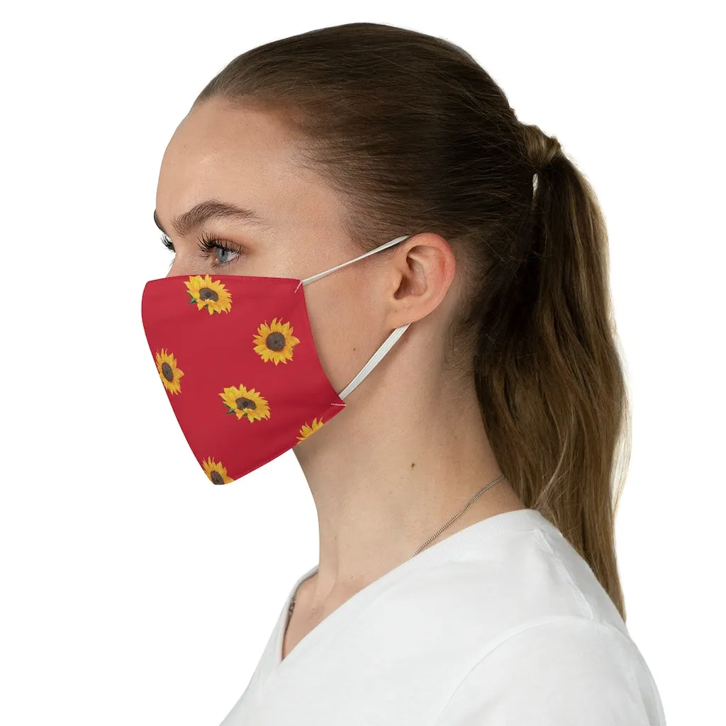 Red With Sunflower Pattern Printed Cloth Fabric Face Mask Farmhouse Country