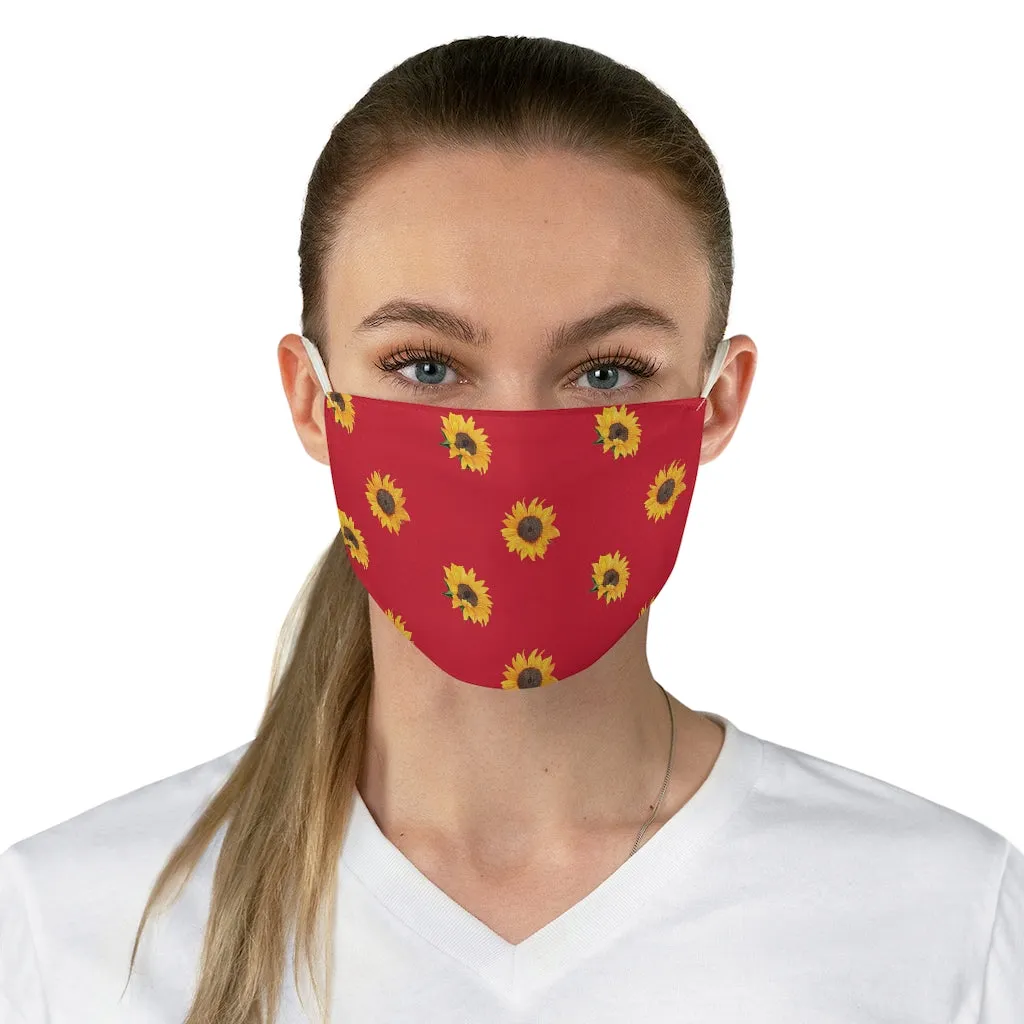 Red With Sunflower Pattern Printed Cloth Fabric Face Mask Farmhouse Country