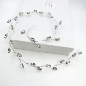 Rhinestone Gem Wire Hair Vine, Minimalist Crystal Wire Wedding Headband, Bridal Crystal Hair Wire Head Wreath