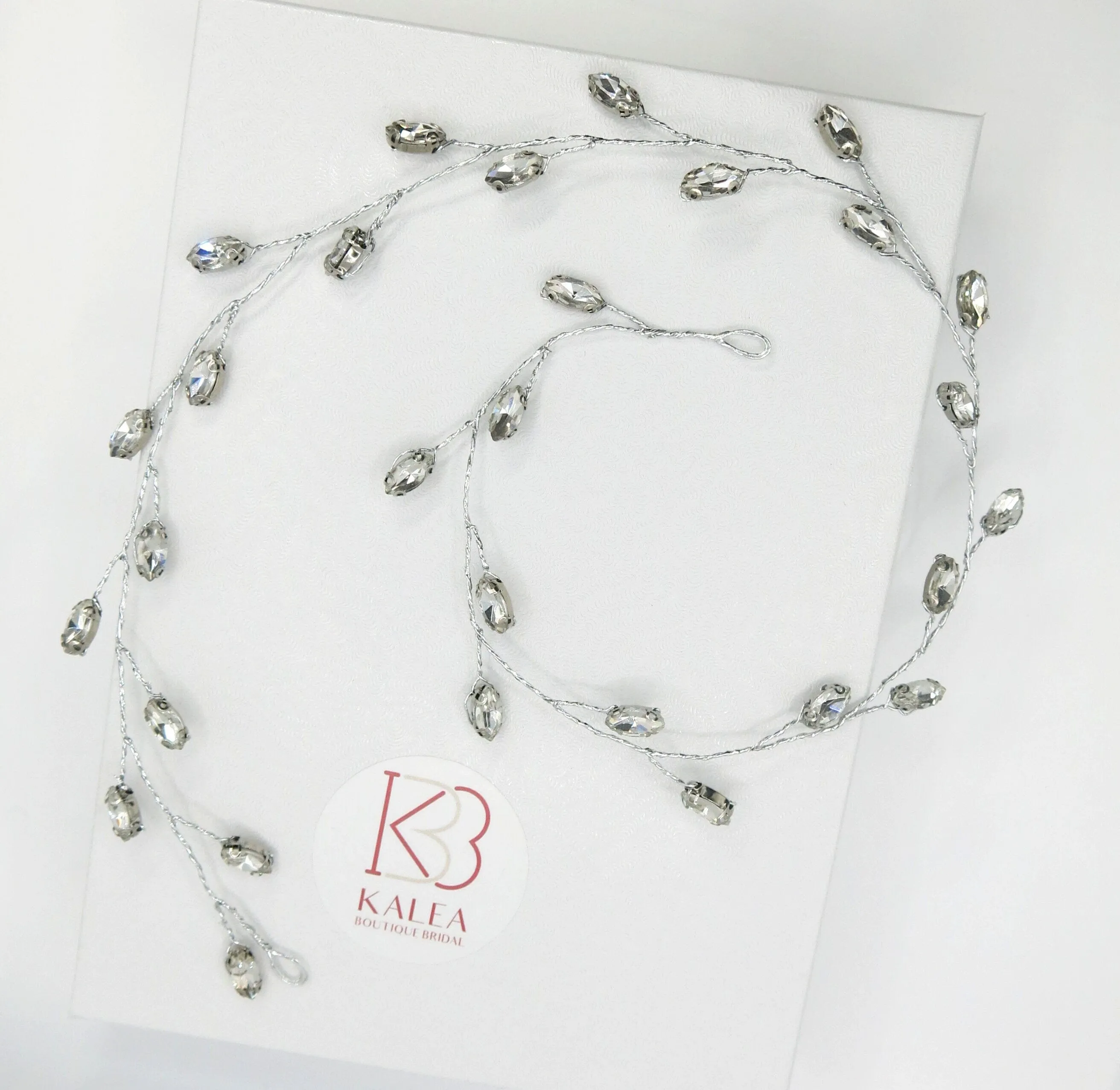 Rhinestone Gem Wire Hair Vine, Minimalist Crystal Wire Wedding Headband, Bridal Crystal Hair Wire Head Wreath