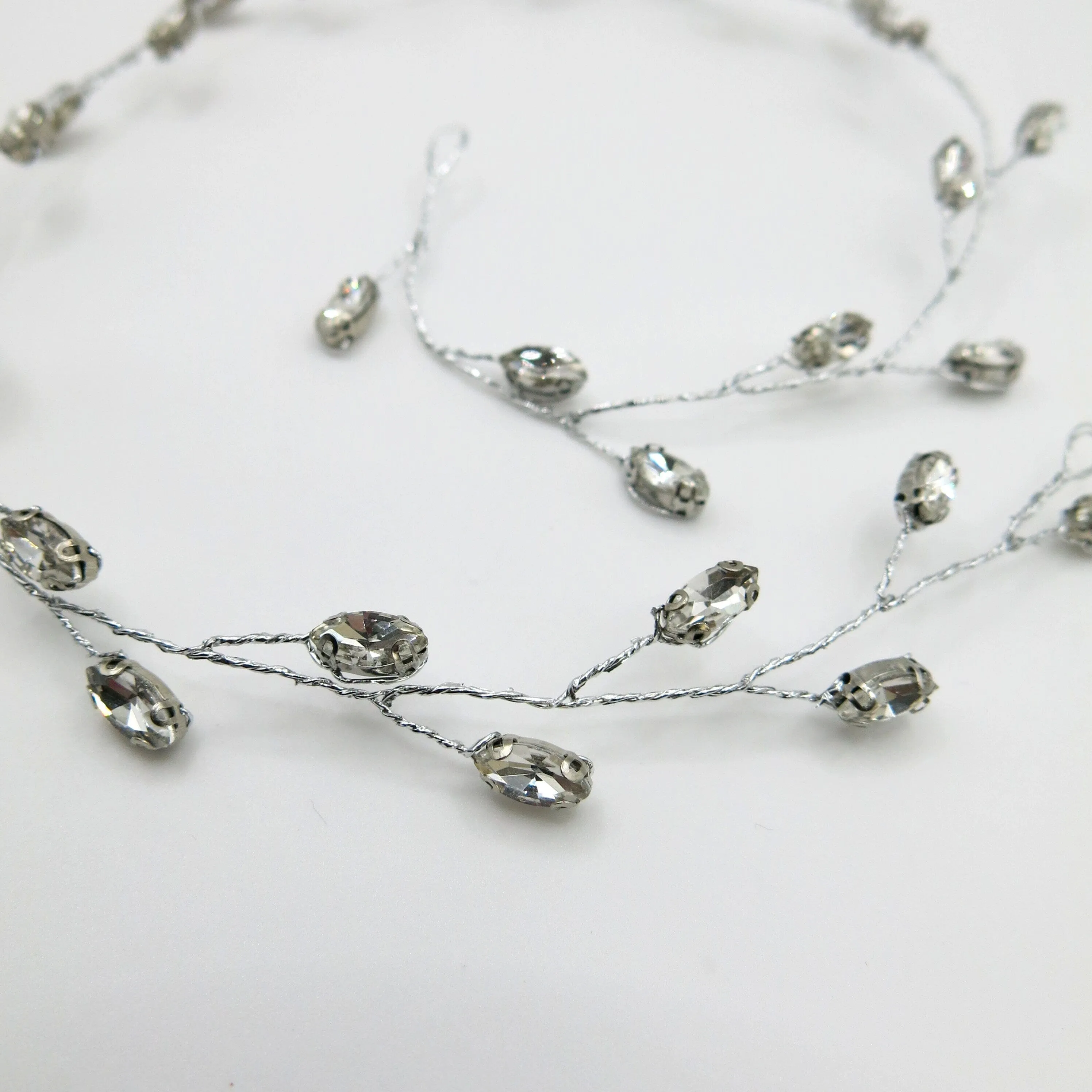 Rhinestone Gem Wire Hair Vine, Minimalist Crystal Wire Wedding Headband, Bridal Crystal Hair Wire Head Wreath