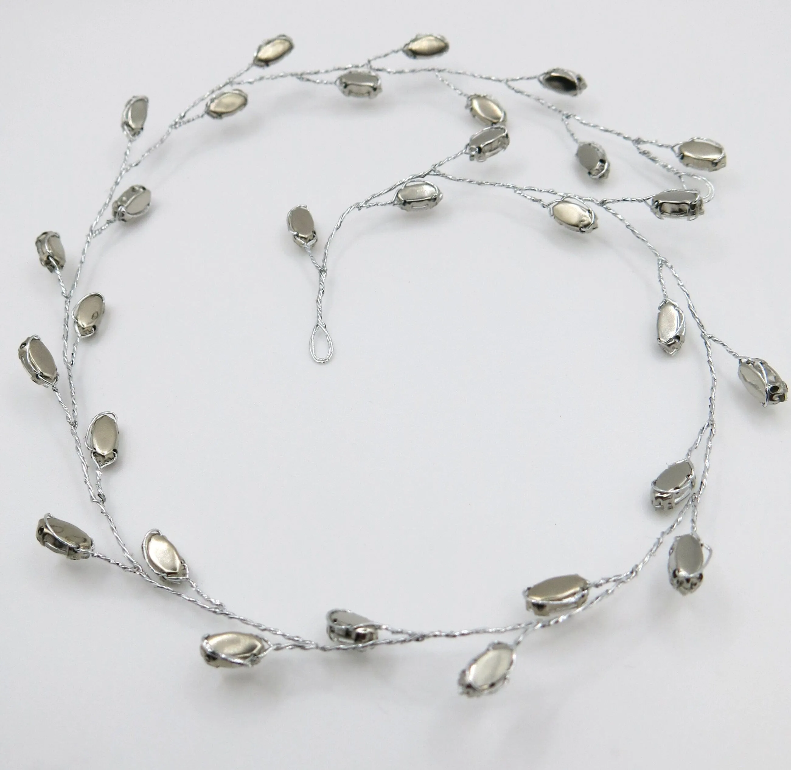Rhinestone Gem Wire Hair Vine, Minimalist Crystal Wire Wedding Headband, Bridal Crystal Hair Wire Head Wreath