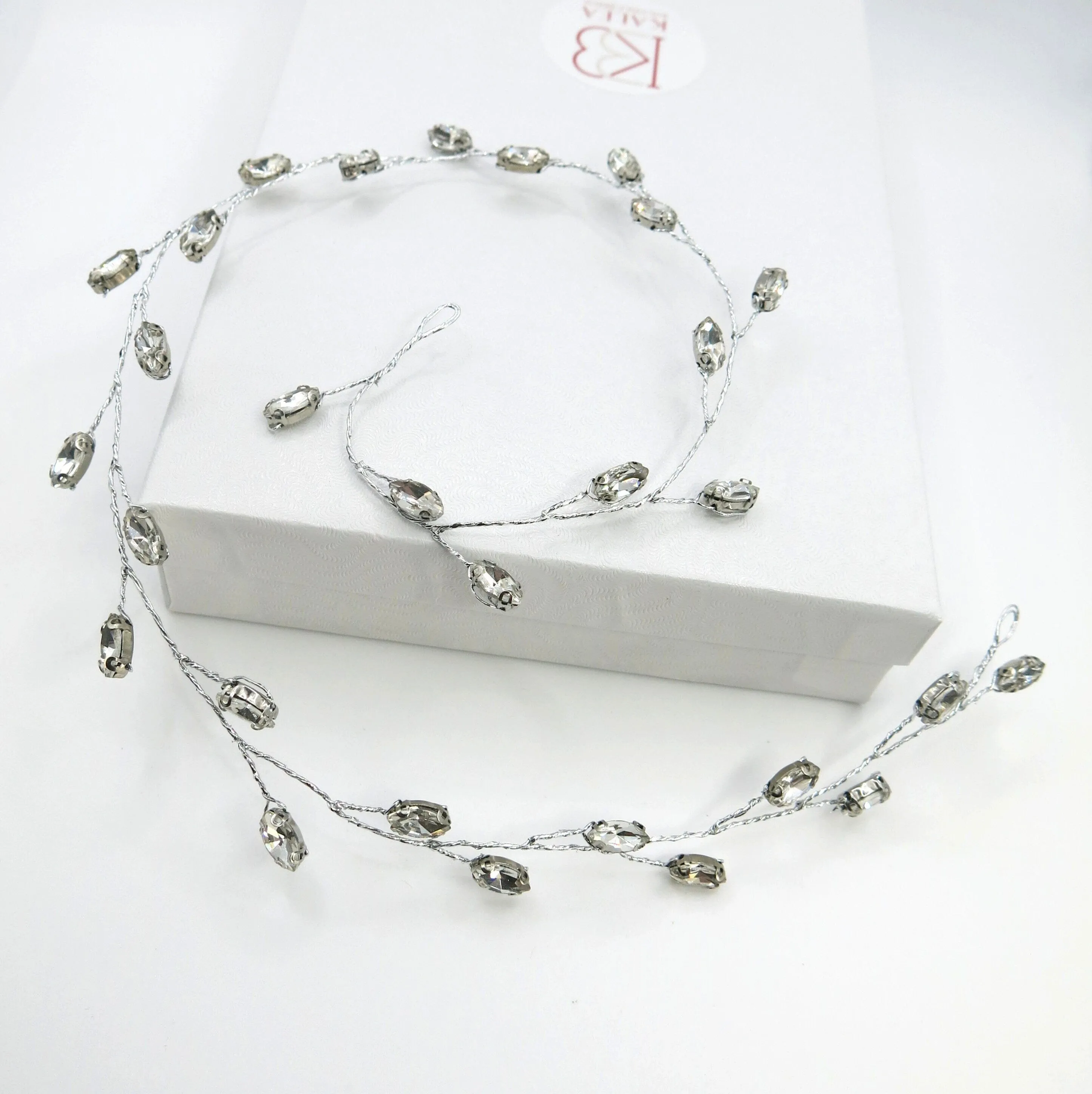 Rhinestone Gem Wire Hair Vine, Minimalist Crystal Wire Wedding Headband, Bridal Crystal Hair Wire Head Wreath