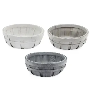Round Decorative Wood Baskets (Set of 3)