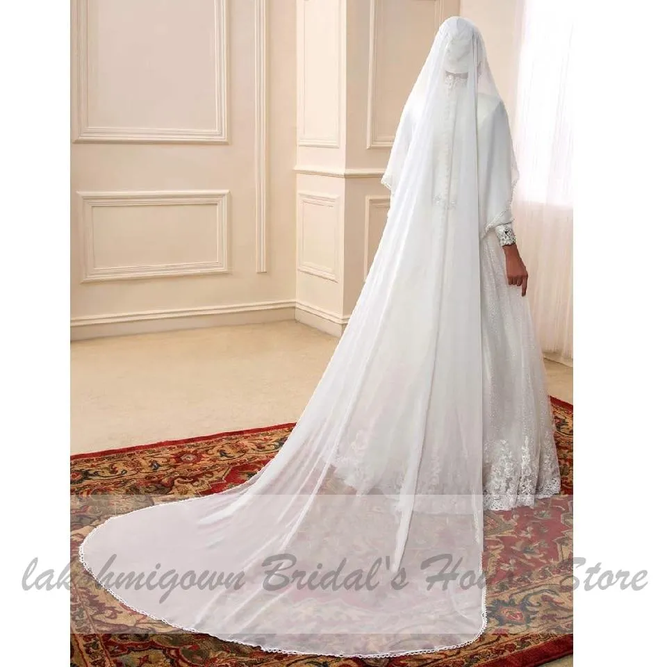 Roycebridal Muslim Princess Wedding Dress with Hijab  Plus Size Lace Appliques