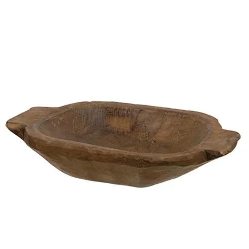 Rustic carved brown wooden bread bowl