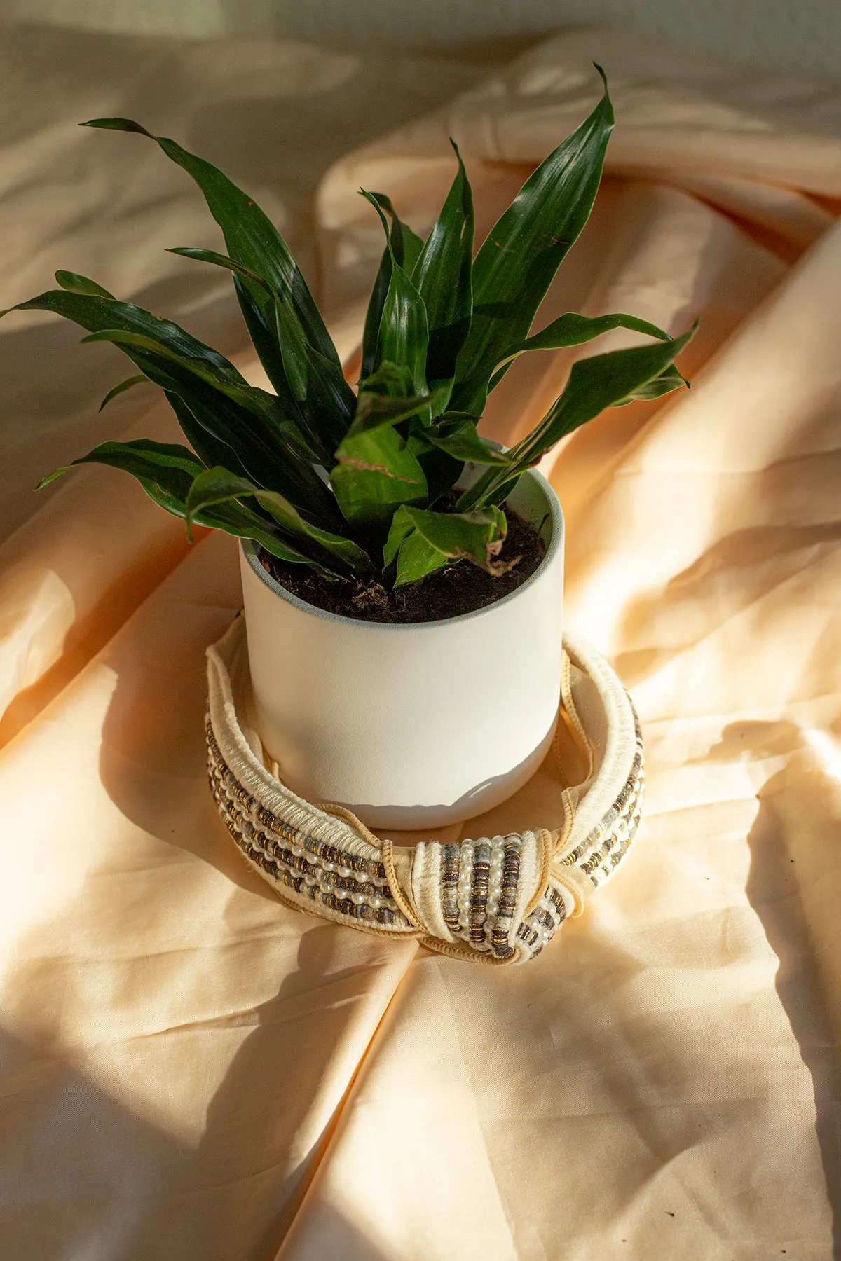 Rustic Ribbon Pearl Twist Headband