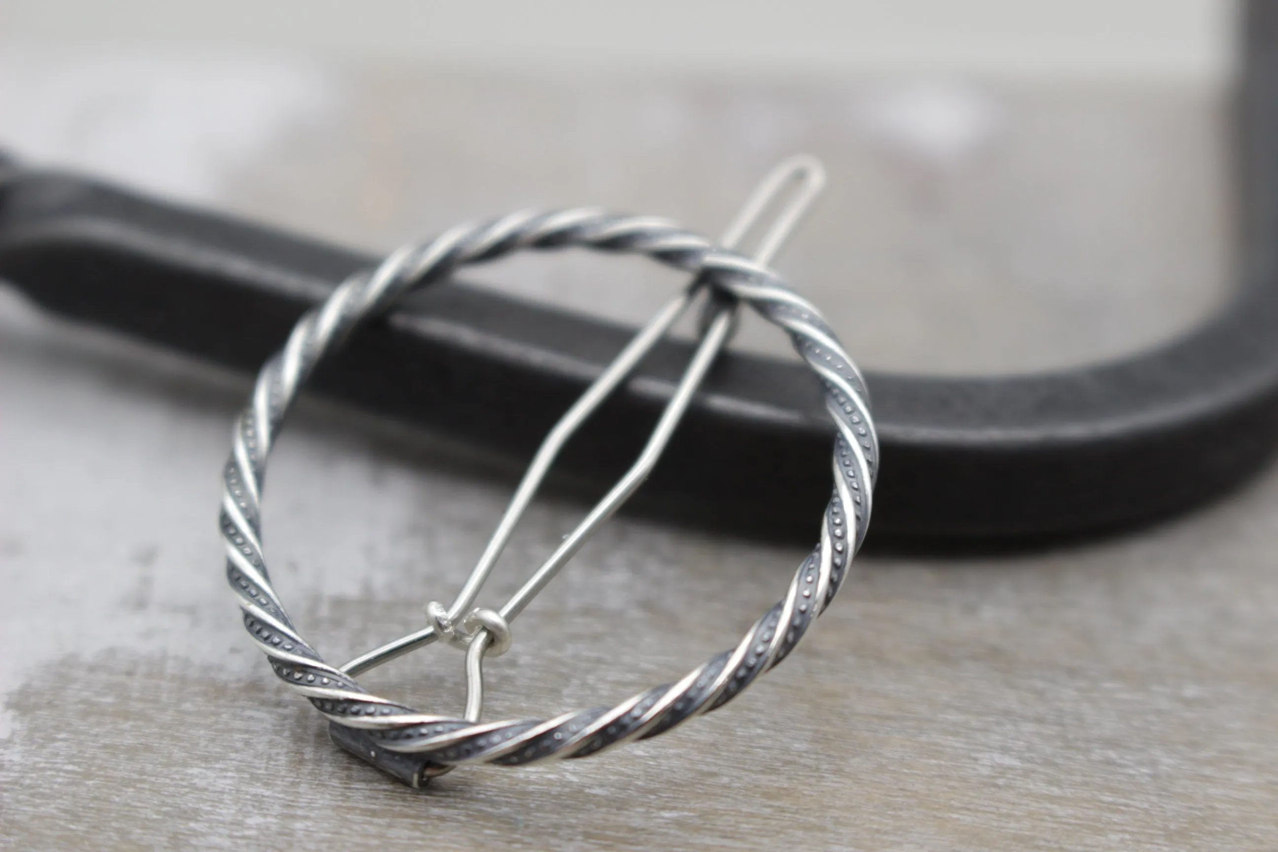 Rustic Small Silver circle barrette
