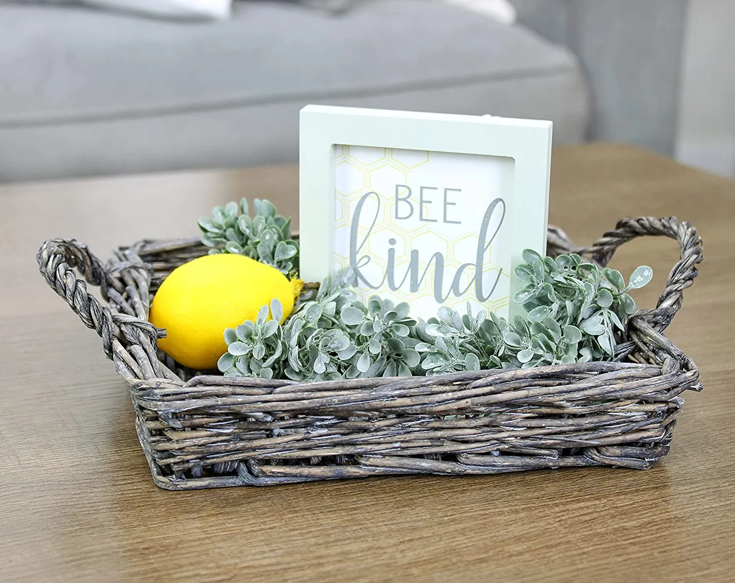 Rustic Willow Basket Trays (Square, Gray, Case of 4 Sets)