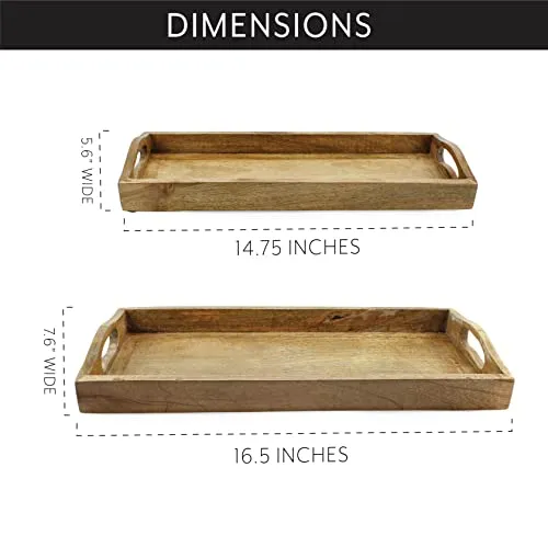 Rustic Wood Serving Trays (Set of 2)