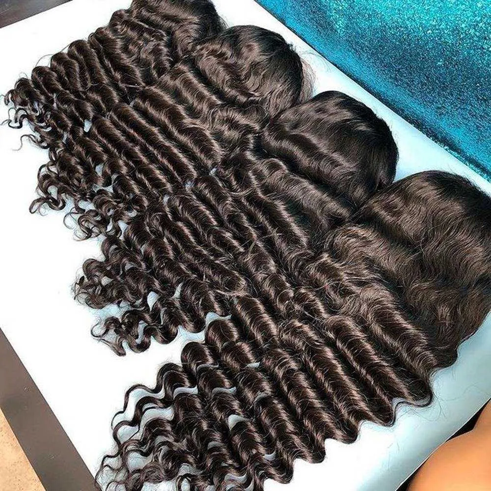 Sdamey Deep Wave Wig 4x4 5x5 6x6 Transparent Lace Closure Wig Human Hair