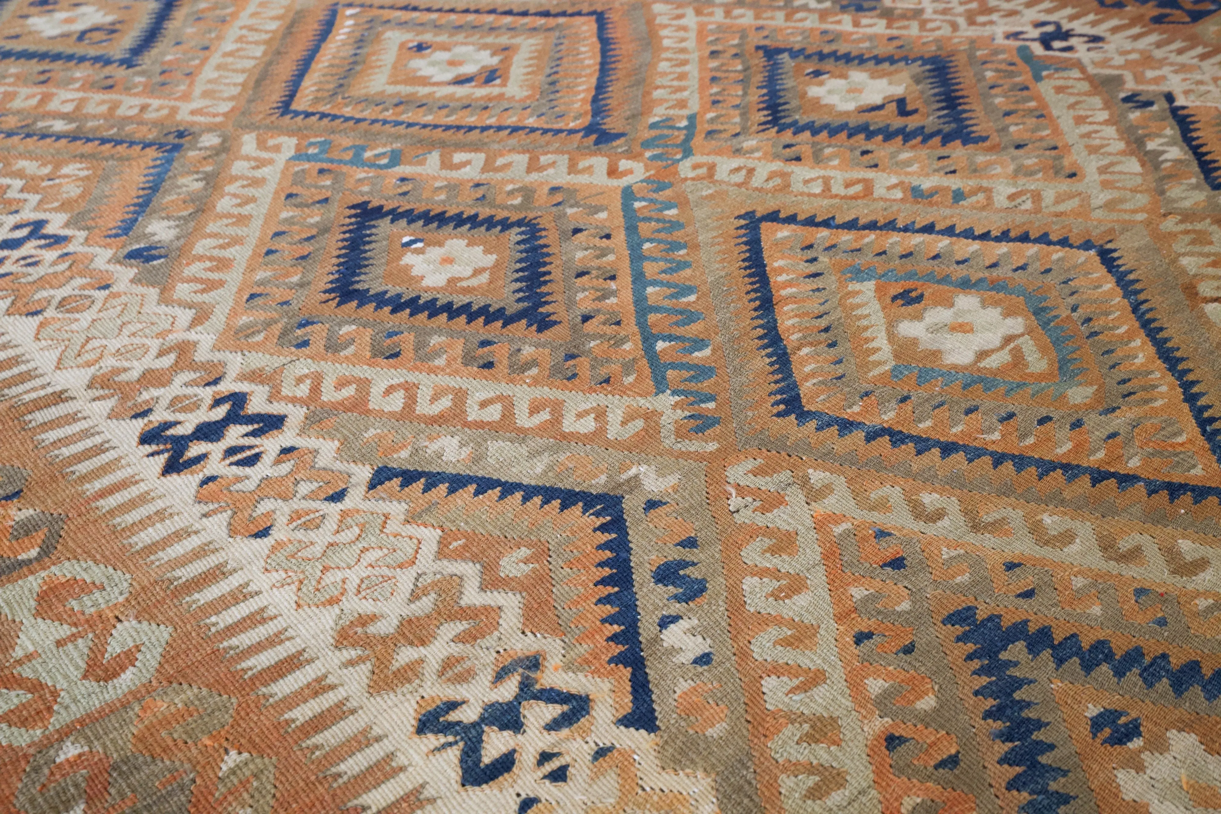 Semi-Antique Turkish Fethiye Kilim Rug 5'x8'