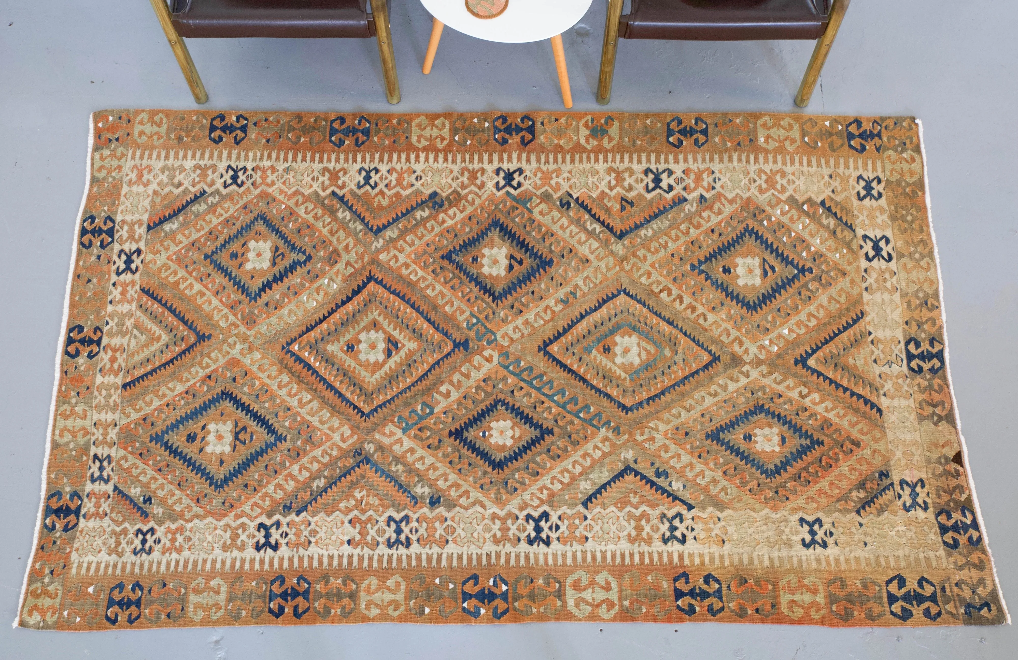 Semi-Antique Turkish Fethiye Kilim Rug 5'x8'