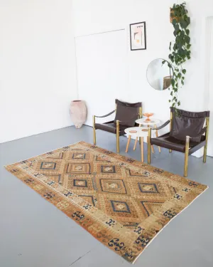 Semi-Antique Turkish Fethiye Kilim Rug 5'x8'