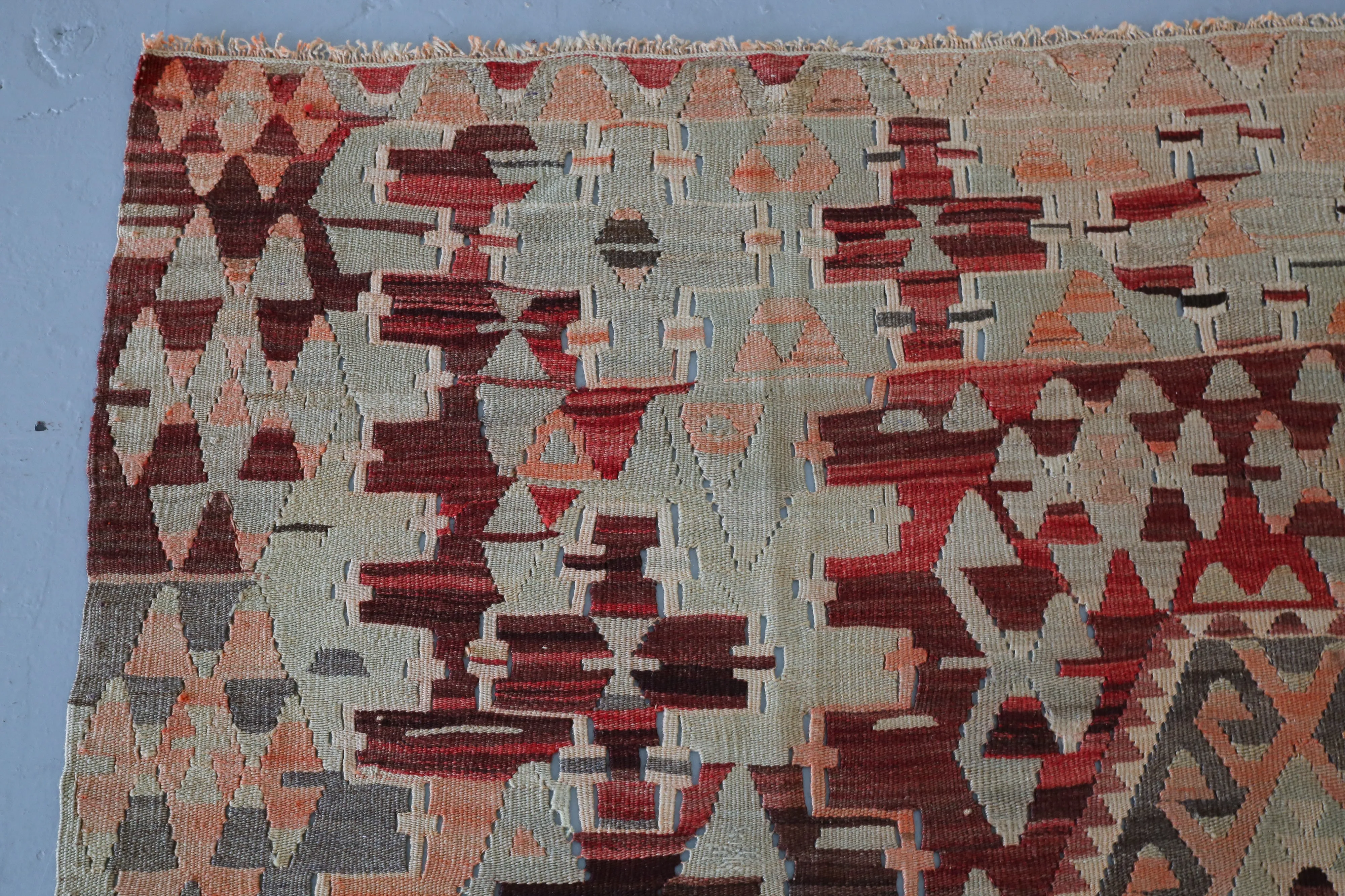 Semi-Antique Turkish Oushak Esme Kilim Rug 5'9"x10'