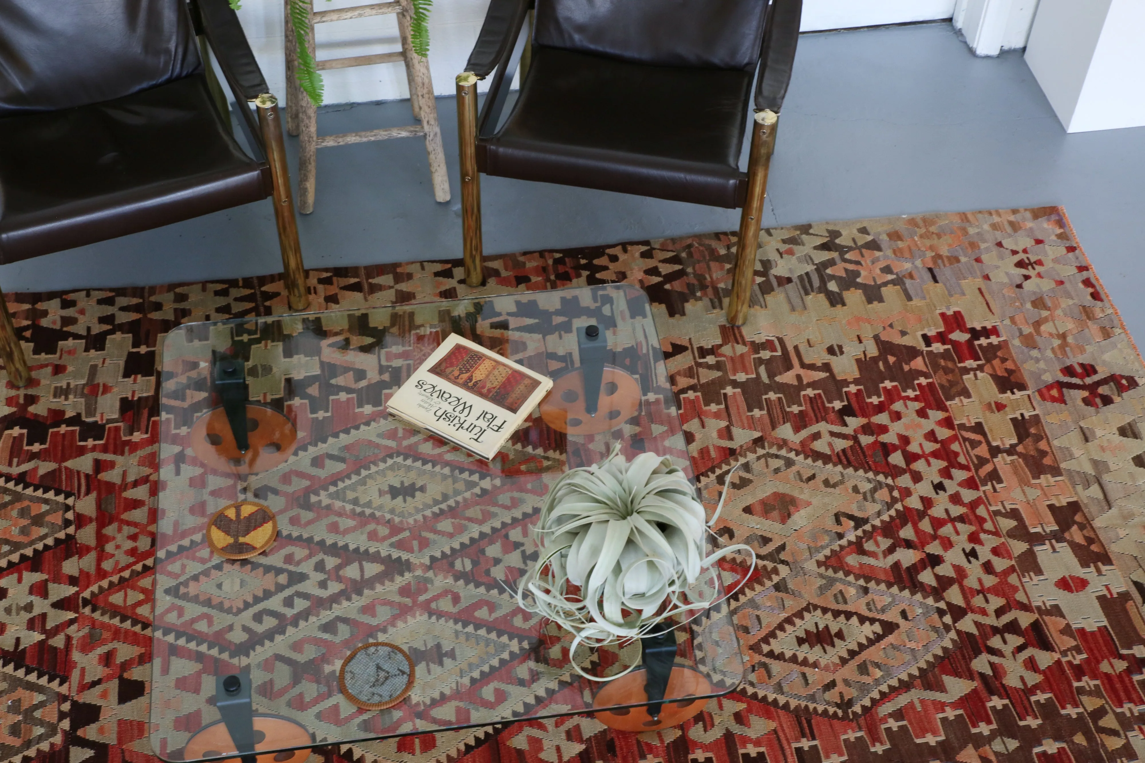 Semi-Antique Turkish Oushak Esme Kilim Rug 5'9"x10'