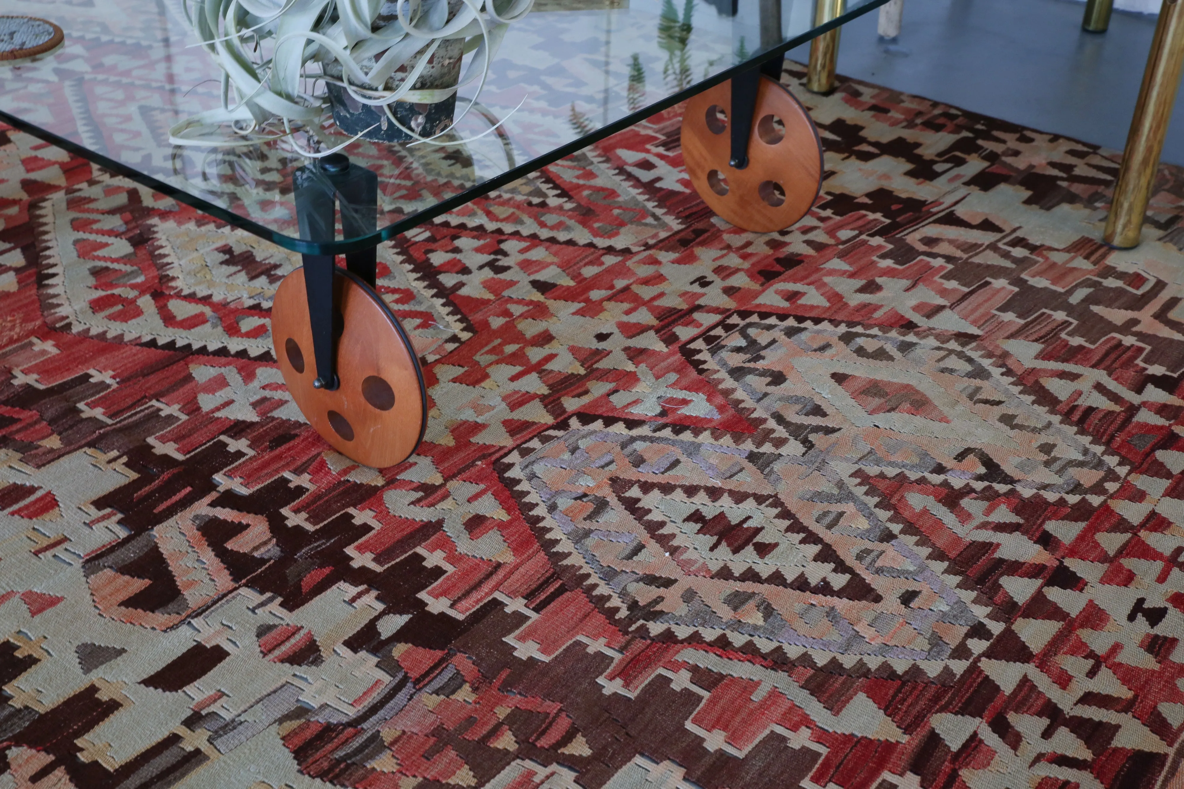 Semi-Antique Turkish Oushak Esme Kilim Rug 5'9"x10'