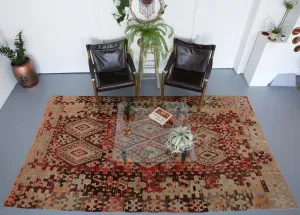 Semi-Antique Turkish Oushak Esme Kilim Rug 5'9"x10'